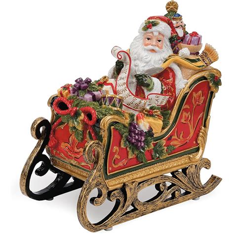 Regal Holiday Collection Santa In Sleigh Musical Figurine