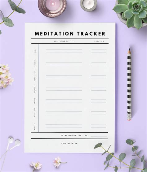 A5 Meditation Tracker Printable A5 Meditation Log Etsy Hong Kong