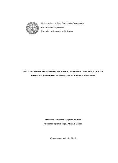 Validación de un sistema de aire comprimido utilizado en la producción