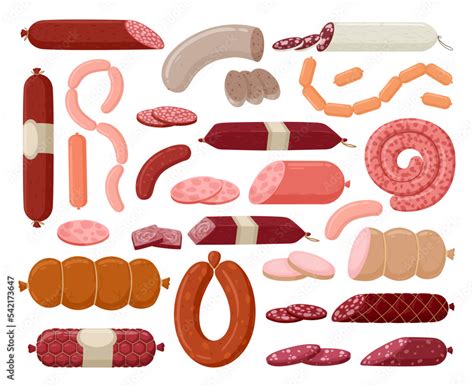 Cartoon Sausages Butcher Shop Meat Products Fresh Meat Semi Finished