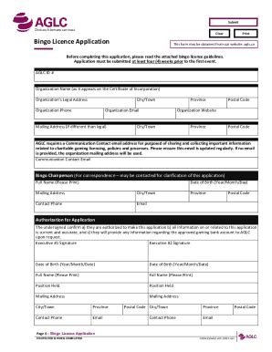 Fillable Online Bingo Licence Application Fax Email Print Pdffiller