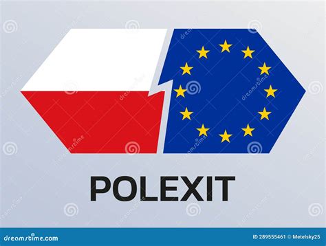 Polexit Icon With Poland And Eu Flags Poland And Europe Crisis Symbol