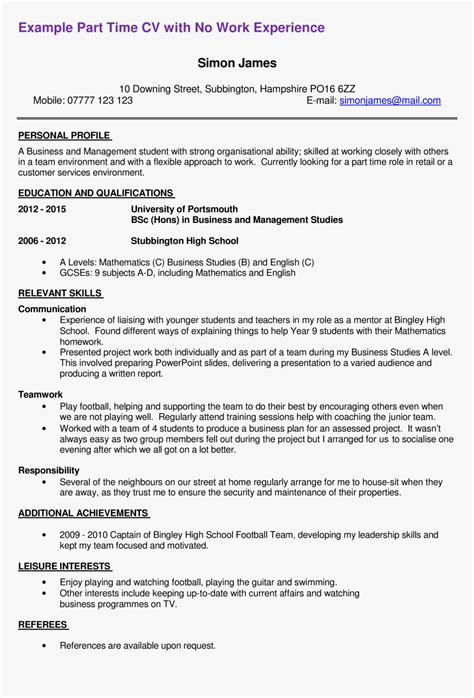 Basic Resume Examples For Part Time Jobs