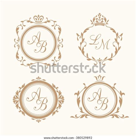 Ilustra Es Stock Imagens E Vetores De Set Elegant Floral Monogram