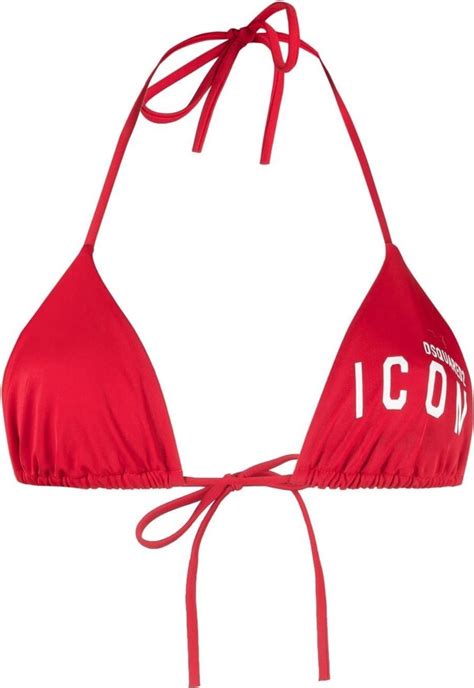 Dsquared Logo Print Halterneck Bikini Top Shopstyle Two Piece Swimsuits