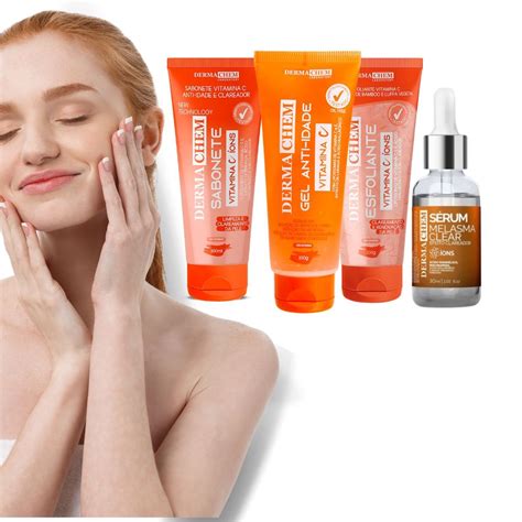 Kit De Limpeza Facial Vitamina C Clareador De Manchas Anti Idade