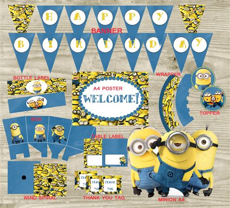 Minions decoracion fiesta kit imprimible minion candy bar Etsy España