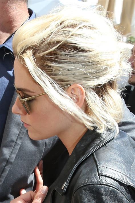 Kristen Stewart Straight Platinum Blonde Blunt Cut Bob