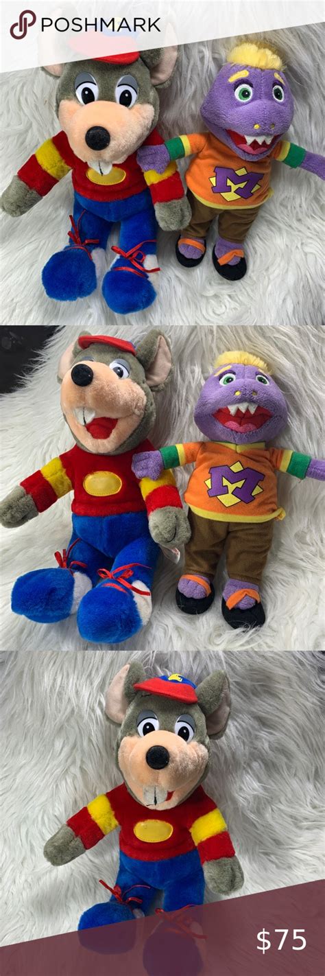 Vintage Chuck E Cheese And Showbiz Pizza Plush Lot Yellow Hat Chuck E