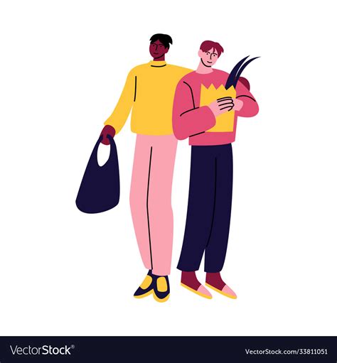 A Happy Gay Couple Men In Casual Clothes Vector Image
