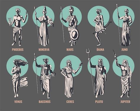 Nome De Deuses - Deuses e deusas olímpicos gregos com seus nomes isolados na ilustração ...