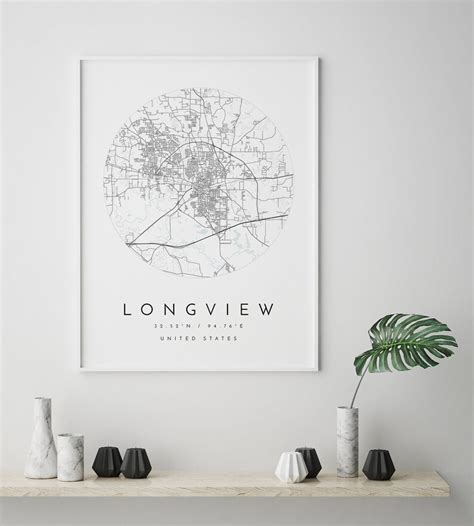 Longview Map Longview Texas City Map Home Town Map - Etsy