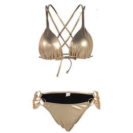 Shiny Gold Two Pieces String Bikini Set Sexy