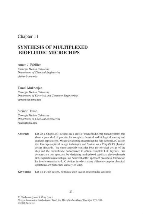 Pdf Design Automation Methods And Tools For Microfluidics Based