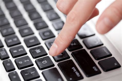 Finger Tapping The Keyboard Stock Image Image Of Shot Computer