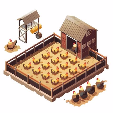 Une Illustration De Dessin Anim D Une Ferme Avec Des Poulets Et Un