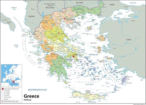 Grecja Mapa Polityczna Laminowany Papier A Rozmiar X Cm