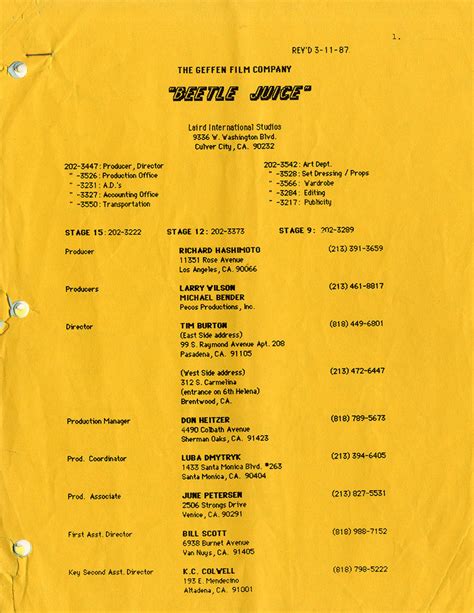 Beetlejuice Aug 4 1986 Second Draft Screenplay By Michael Mcdowell