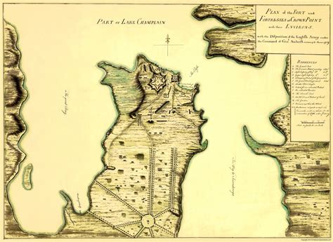 Historic Revolutionary War Map - Fort Fortresses Crown Point - 1759