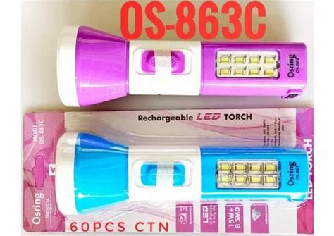 Plastic ABS 15W Rechargeable OS 863C LED Torch Light Cool White At Rs