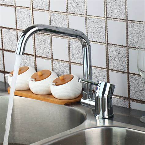 Novel Design Kitchen Faucet Chrome Polished Deck Mounted Single Handle Hot Cold Water Beautiful