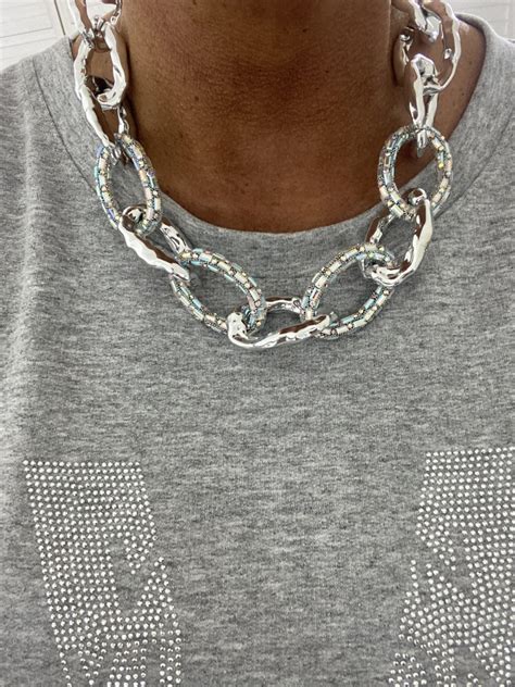 Chunky Silver Statement Necklace Sparkles Boutique