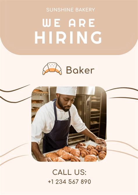 Baker Job Vacancy Online Poster A3 Template Vistacreate