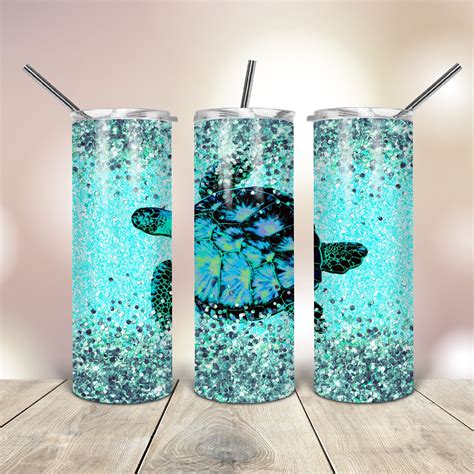 Oz Skinny Tumbler Glitter Sea Turtle Wrap Tapered Straight Template