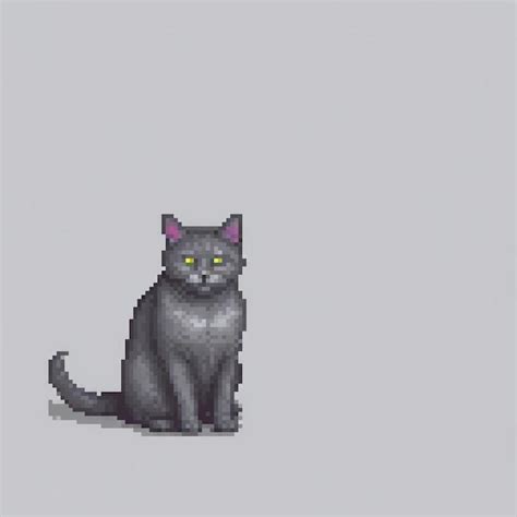 Cute White Cat Perched On A Table Pixel Art Style Premium Ai