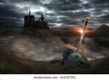 3d Painting Legendary Castle Camelot King Stock Illustration 615747791