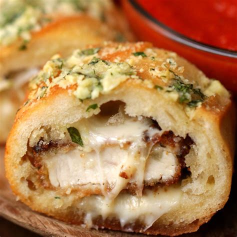 Chicken Parmesan Stuffed Garlic Bread Recipe Cooking Recipes Food