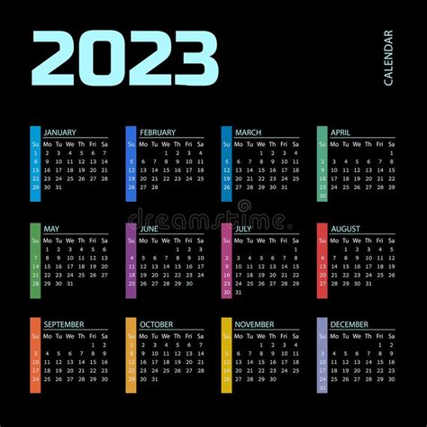 Colorful Year 2023 And Year 2024 Calendar Horizontal Vector Design