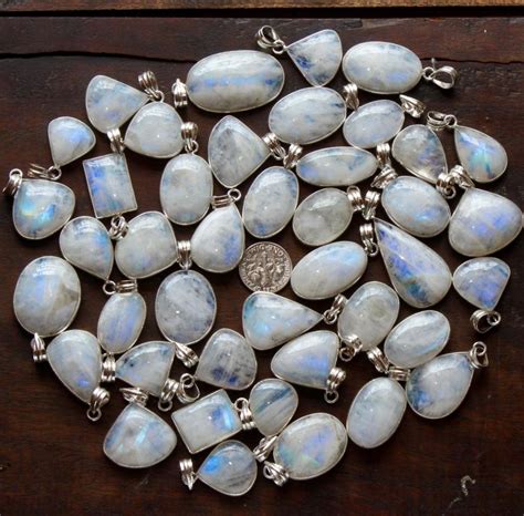 Лунный камень Драгоценный камень 925 пробы с серебряным покрытием 5шт ...