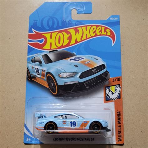 Jual HOT WHEELS KEMASAN KERUT TEKUK CUSTOM 18 FORD MUSTANG GT MUSCLE MANIA GULF