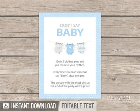 Don T Say Baby Game Sign Blue Baby Shower Bodysuit Theme Baby