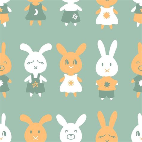 Cartoon Style Cute Bunny Seamless Pattern 12370052 Vector Art At Vecteezy