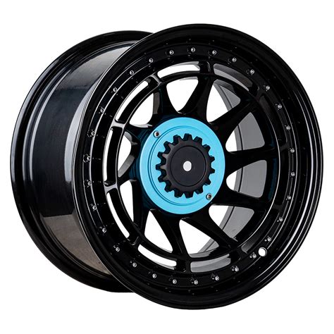 Llantas Aro 15X8 25 4X100 4X114 3 Et10 Roti Black Blue Set 4 Llantas