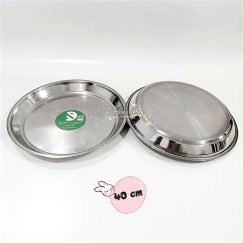 Jual Nampan Stainless Bulat Komodo Baki Wadah Saji Food Menu Tray