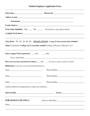 Fillable Online Utoledo Generic Student Employee Application Form