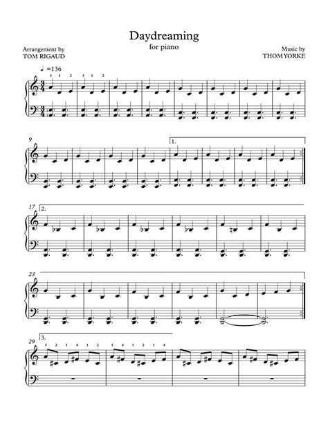 Radiohead Daydreaming Piano Sheet Music Cover 5