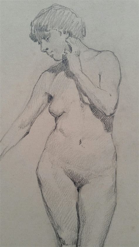 Henry George Moon English Antique Portrait Sketch Of Female Nude Standing For Sale At Stdibs