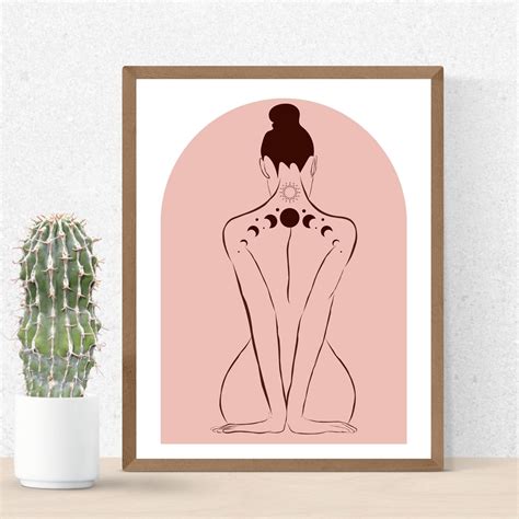 Abstract Women Silhouette Naked Woman Drawing Flower Woman Line Art Minimal Women Art Print