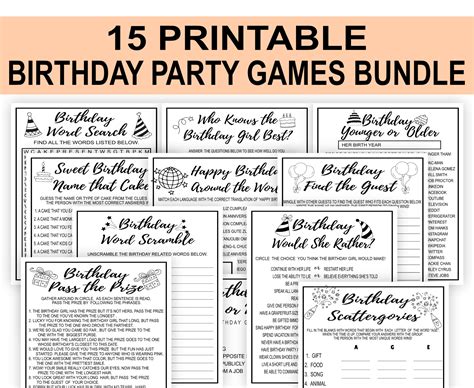 Black And White Birthday Party Games Bundle 15 Fun Games Printable