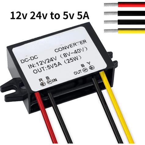 Dc 12v 24v To 5v Step Down Converter Regulator 5a 25w Power Adapter Reducer For Car Electronics