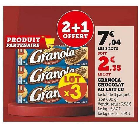 Promo Granola Chocolat Au Lait Lu Chez U Express