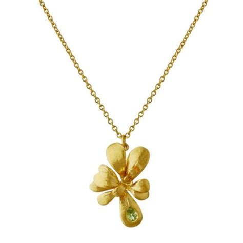 Alex Monroe Gold Plated Single Rosette Peridot Necklace