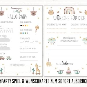 Babyparty Spiele Babyshower Wünsche für Babys pdf Boho Spielzeug