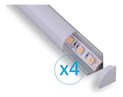 Pack 4 Perfil De Aluminio Para Tira De Led Esquinas Muebles Meses