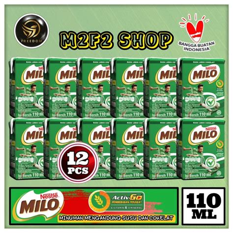 Jual Susu Milo Kotak Coklat ACTIVE GO UHT 110 Ml Harga 12 Pcs