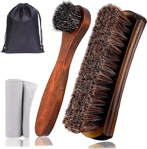 Horsehair Shoe Brush 4 Pieces Shoe Polish Brushes Kit